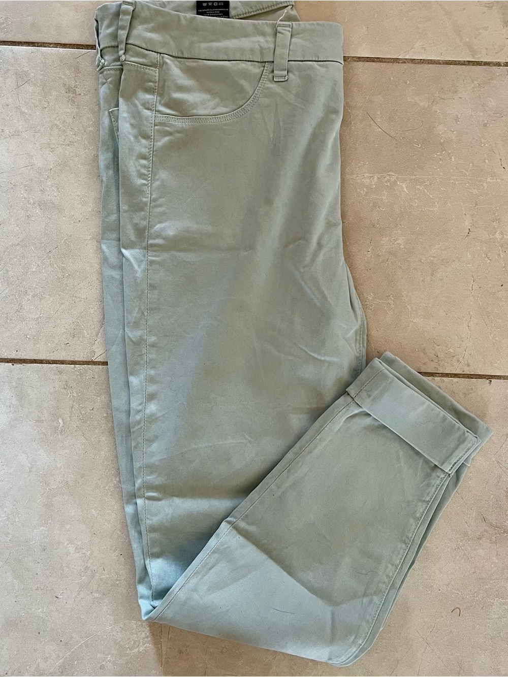 ☀️Ice Blue Soft Stretchy Tailored Slim Ankle Pants with Cuffed Leg 
Sz 30